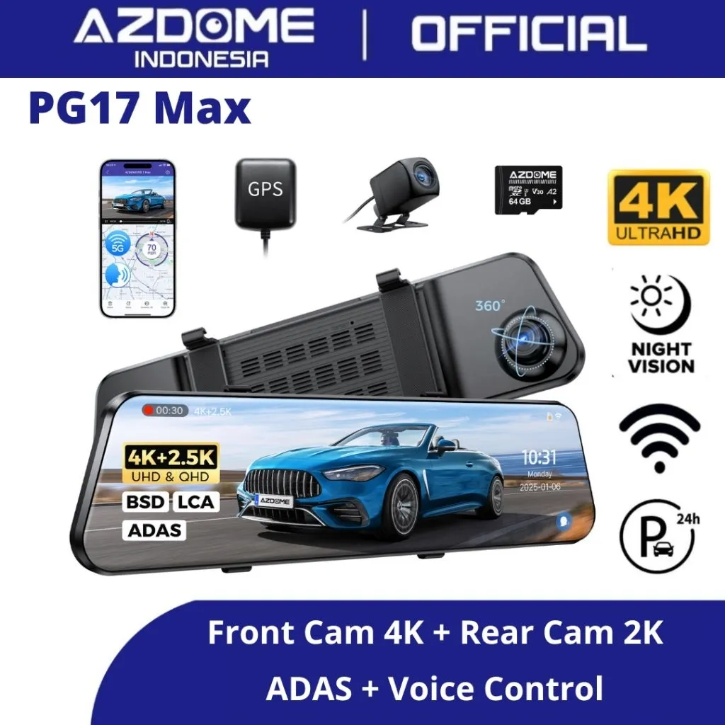 Azdome PG17 Max 4K GPS Dual Camera Dashcam Car DVR Kamera Mundur Mobil PG17Max 2