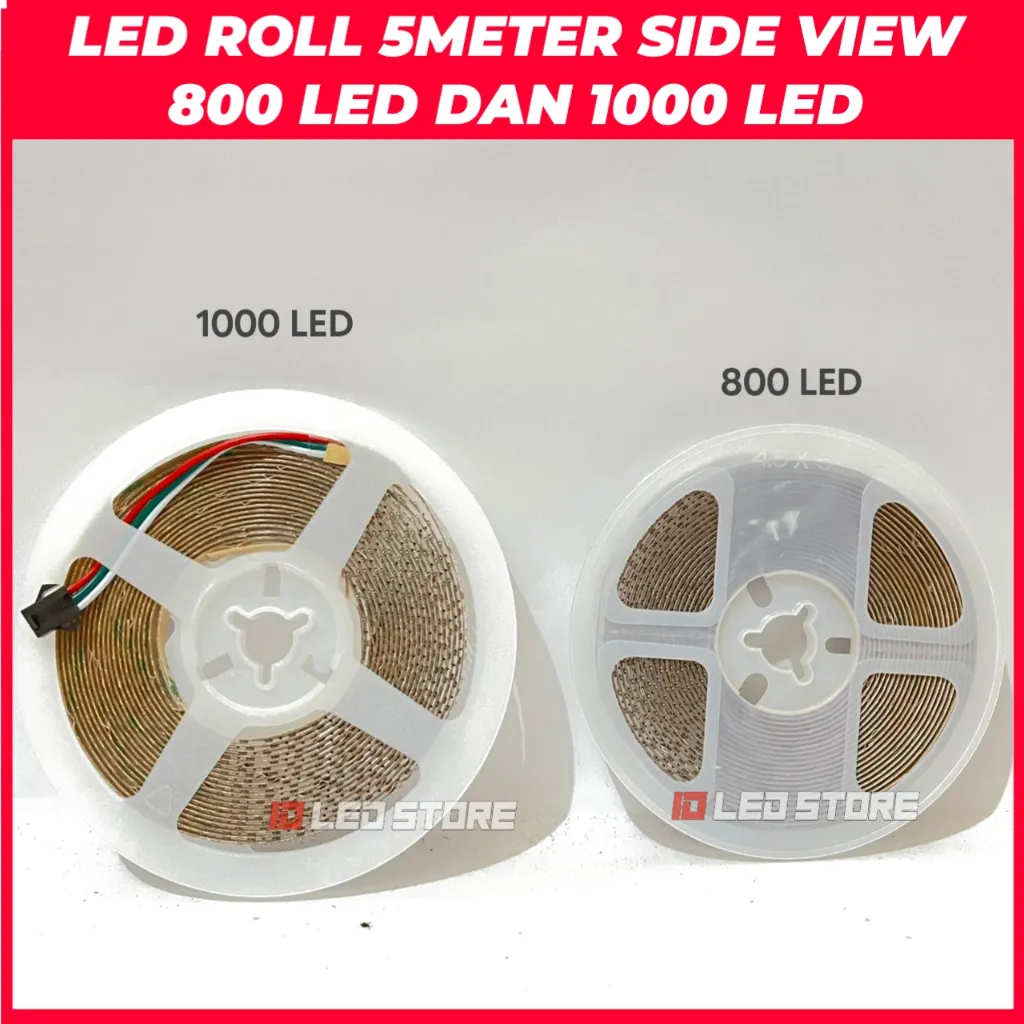 Lampu Led Roll 5 Meter 800 led 1000 led Side Top View RGB Smart Led Lampu Strip 5v Tegangan Rendah WS2812 2020
