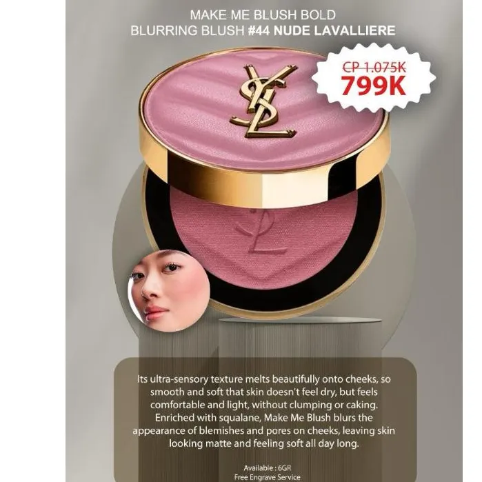 Y.S.L Make Up Blush Bold Blurring Blush #44 Nude Lavalliere 6gr