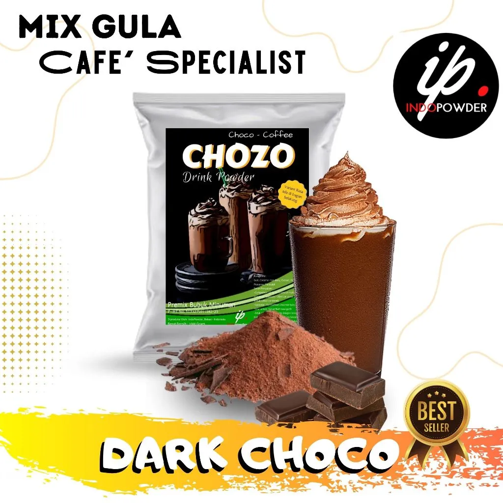Indopowder - Bubuk Minuman DARK CHOCO / COKLAT 1Kg Untuk Cafe, Waralaba dan Usaha Minuman Kekinian
