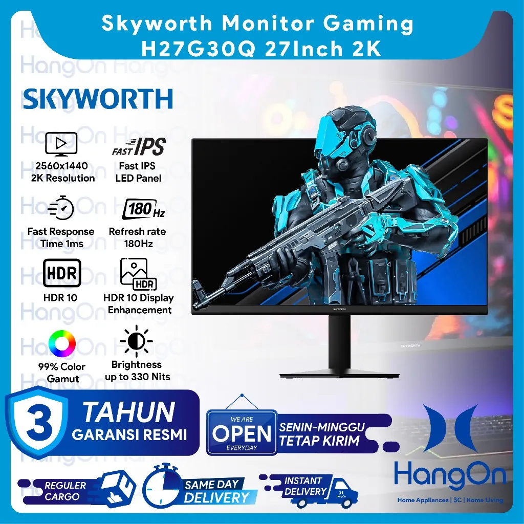 Skyworth H27G30Q Monitor Gaming LED 27'' Inch 180Hz Fast-IPS Panel 27 Inch Resolusi 2K