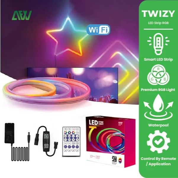 All For Work Lampu LED Strip TWIZY RGB Warna Warni Waterproof Bluetooth Smart Light Smart Lamp 5M