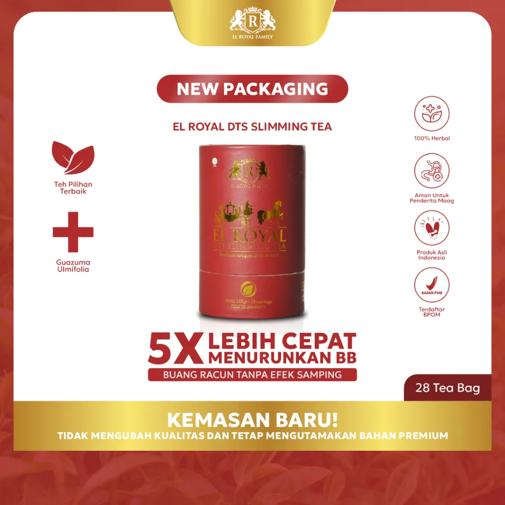 El Royal Detox Slimming Tea - Teh Detox 1 Pcs - 5X Lebih Cepat Menurunkan BB - Solusi Langsing Sekaligus Buang Racun Tanpa Efek Samping