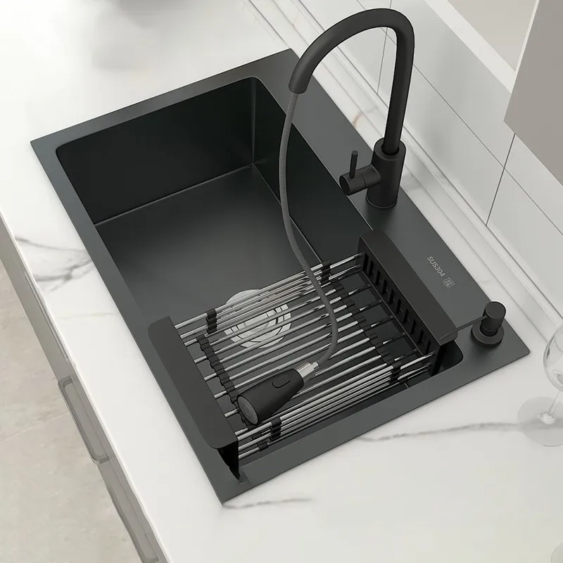 Paket Kitchen Sink / Stainless Steel Kitchen sink / Modern Kitchen Sink / Bak Cuci Piring Stainless / Wastafel Dapur Stainless Steel / Mesin Pencuci Piring Stainless Steel SUS 304 Hitam / Wastafel Dapur Modern