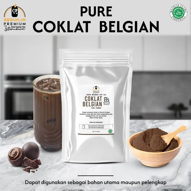 500 Gram -  Cokelat Belgian Pure - Tanpa Gula  / Bubuk Minuman Premium Pure