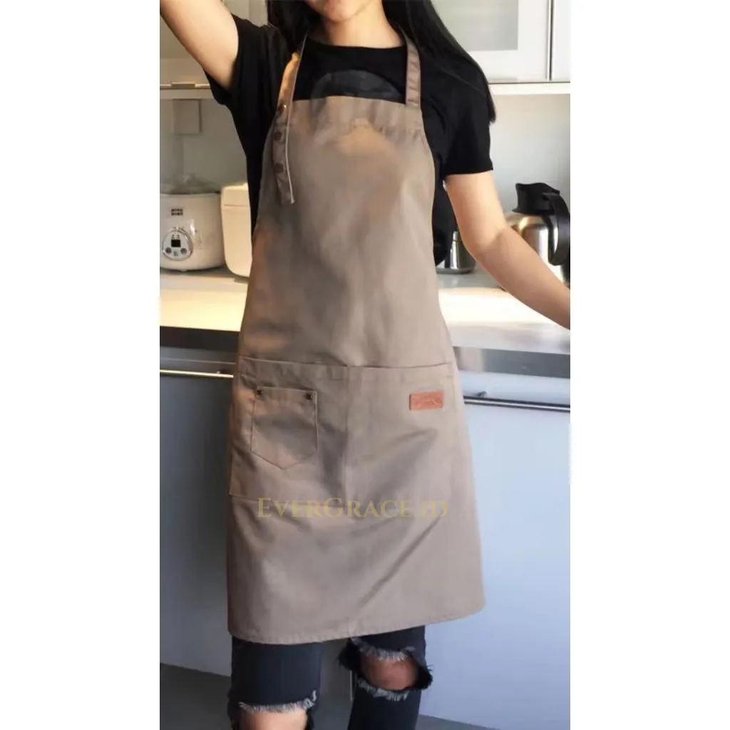 Apron Barista Kain tebal Celemek Masak koki Pria Wanita Dewasa Unisex Drill Premium Quality