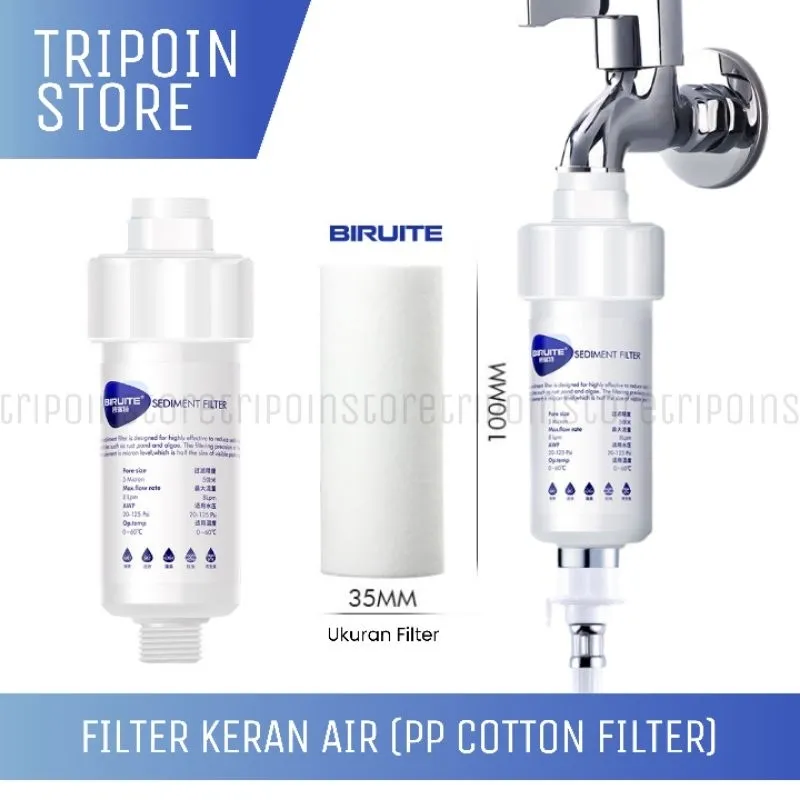 Filter Air Keran (Ukuran Filter PP 10 cm x 3,5 cm) Saringan Filter Air Kran Sambungan Keran Mesin Cuci Shower Bidet