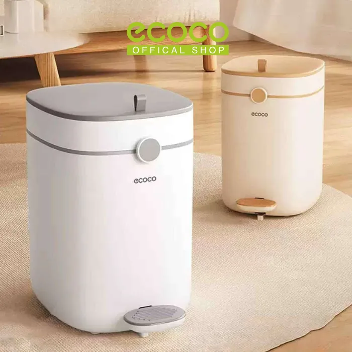 ECOCO Pedal Garbage Can - Tempat Sampah Injak, Tempat Sampah Pedal, Pedal Bin, Tempat Sampah Tertutup, Tempat Sampah Kamar Mandi, Tempat Sampah Dapur, Estetik
