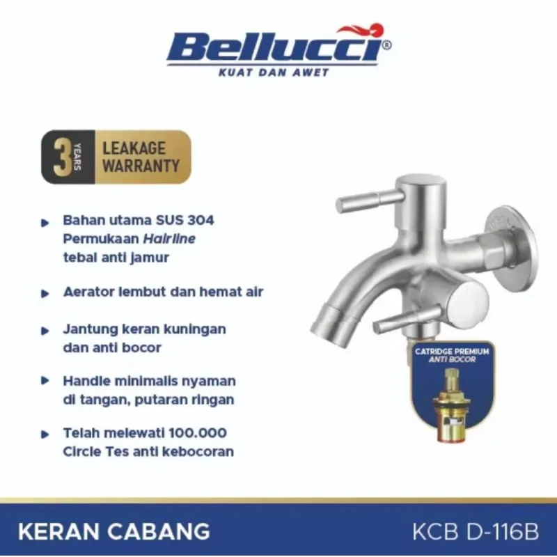 KRAN CABANG BELLUCCI SUS304 / KERAN CABANG BELLUCCI C-116B SS / KERAN CABANG SUS304 / KRAN CABANG SUS304 / KRAN SHOWER SUS304 / KERAN SHOWER / KRAN MESIN CUCI SUS304 / KERAN MESIN CUCI