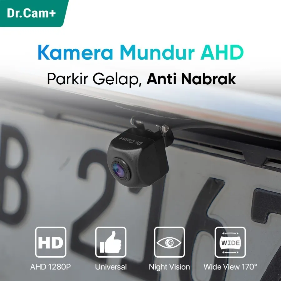 Dr.Cam+ Kamera Mundur I Kamera Mobil I Kamera Parkir 720 - 1280P Universal - Plug N Play