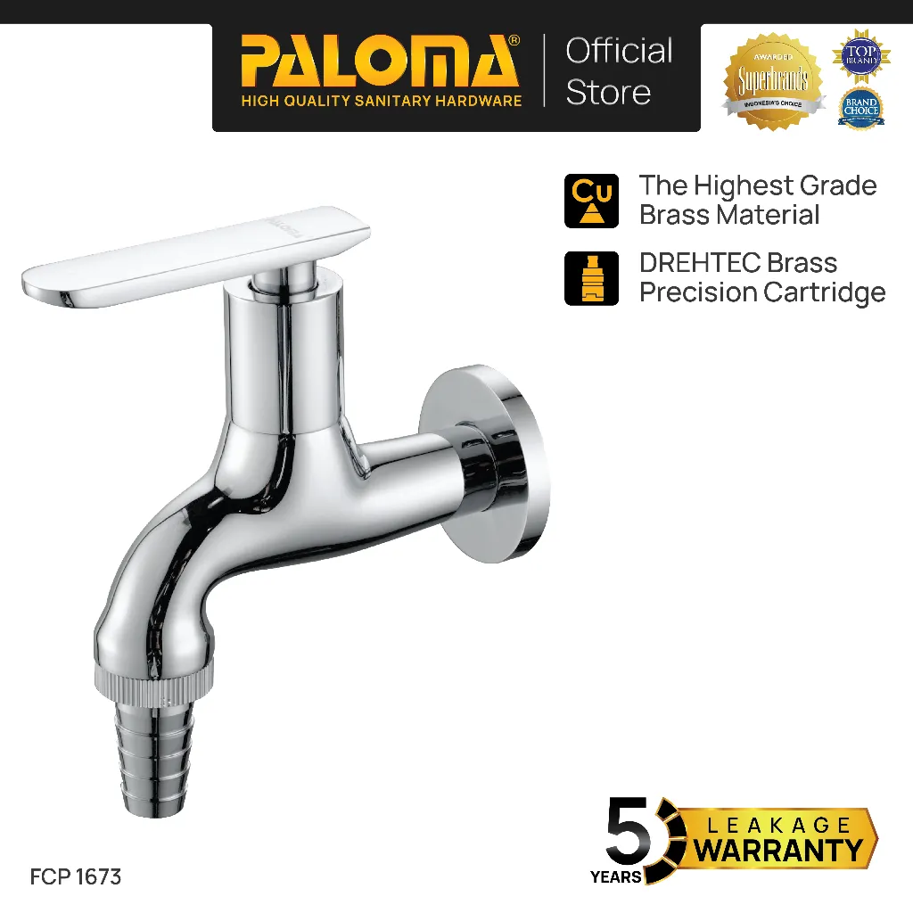 PALOMA FCP 1673 Keran Taman Keran Mesin Cuci Keran Selang Keran Taman Wall Dinding Tembok Kran Air Brass Kuningan Chrome Krom
