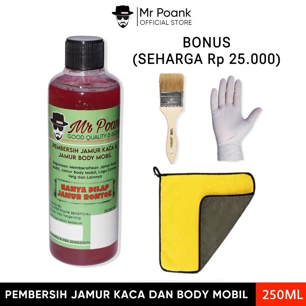 Mr Poank 250ML Pembersih Jamur kaca mobil dqan body mobil COD Gratis ongkir Membersihkan Kerak Body logo Crom velg Mobil dan Motor Tanpa merusak cat aslinya