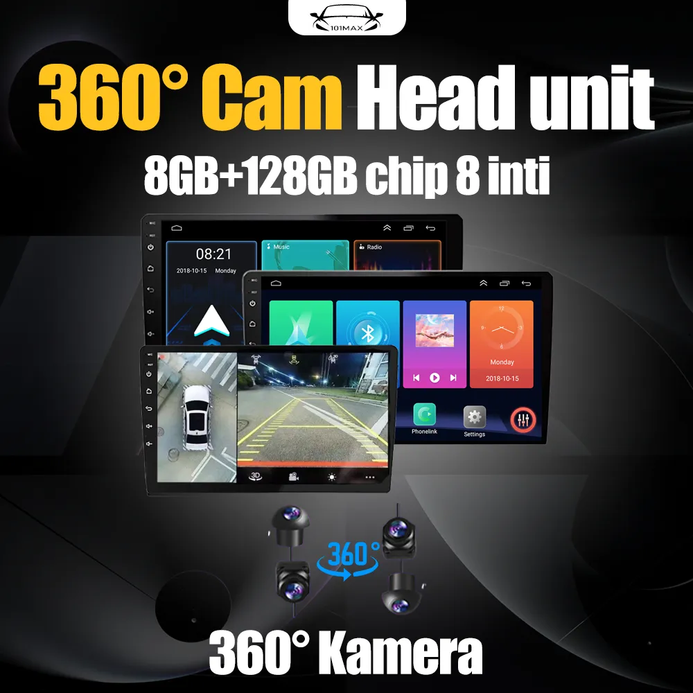 360° Cam hund unit 7/9/10 inch head unit android 9 inch 8+128GB 8 Core CPU IPS Screen Android14 Wifi GPS Wireless Carplay Bluetooth Universal Double Din