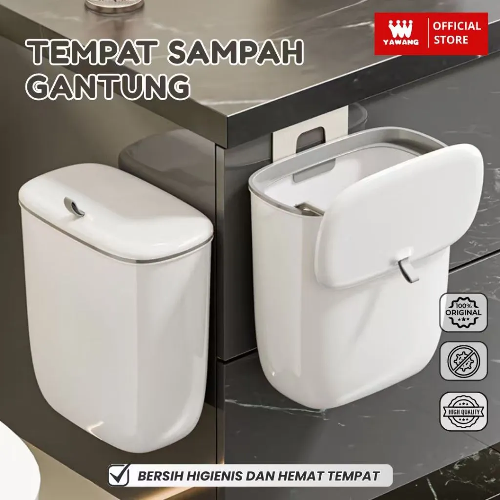 YAWANG Indonesia Tempat Sampah Dapur Gantung Tempel Anti Bor Serbaguna Wall Hanging Trash Can Tempat Sampah Gantung Multifungsional Tempat Sampah Gantung Meja Tong Sampah Plastik