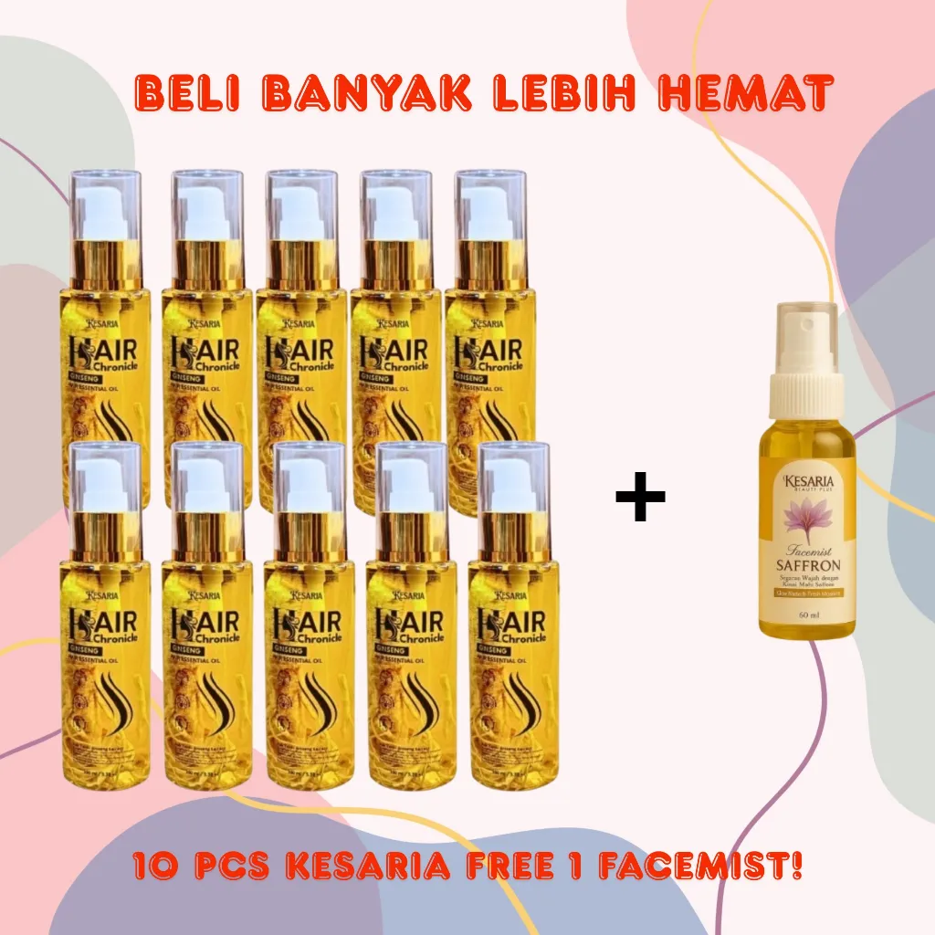 10 pcs Kesaria Ginseng Hair Tonic Ginseng  Anti Rontok 100ml EKSTRA Kesaria facemist 60ml