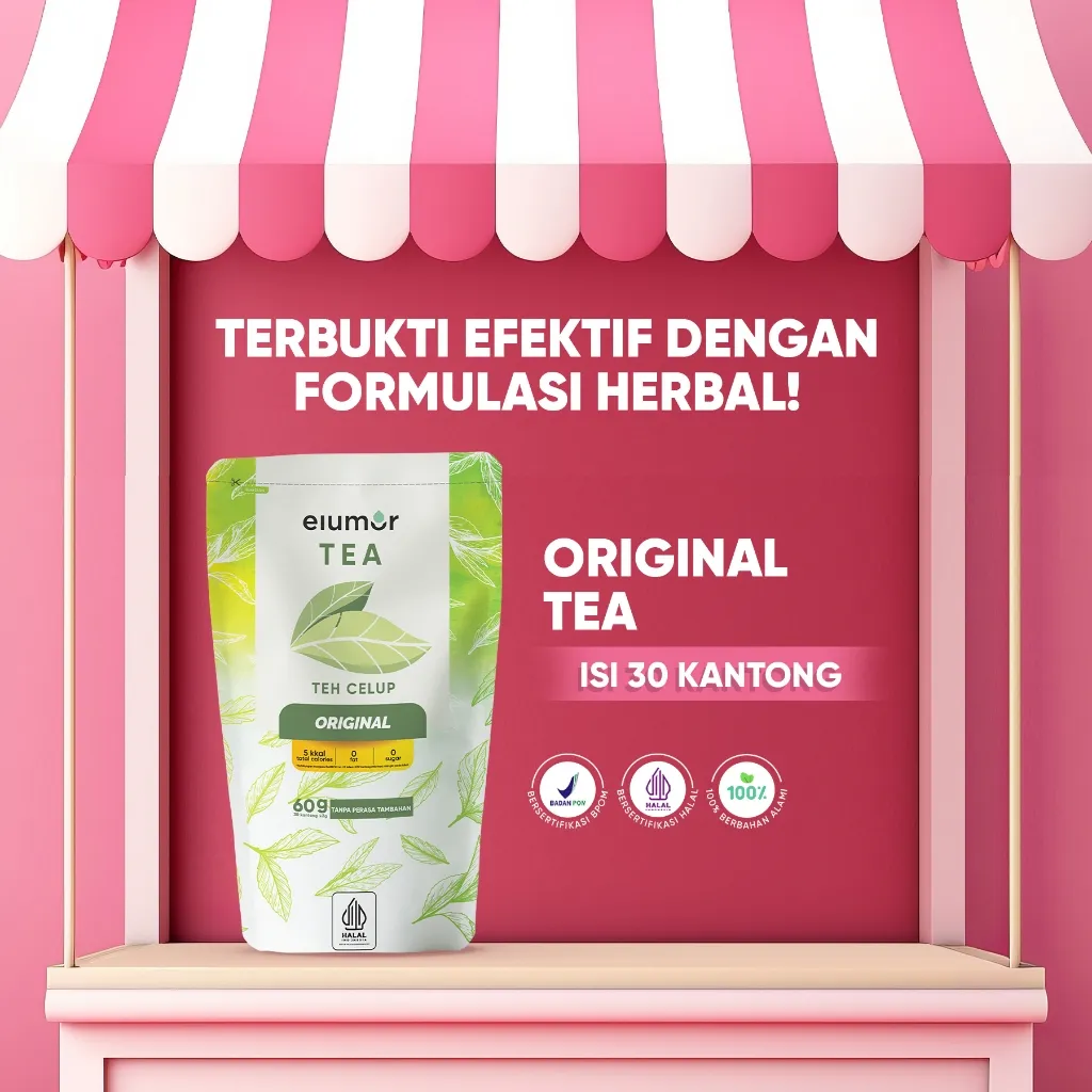 Teh Hijau Pelangsing Isi 30 Kantong Elumor Original | Teh Diet Herbal untuk Menurunkan Berat Badan