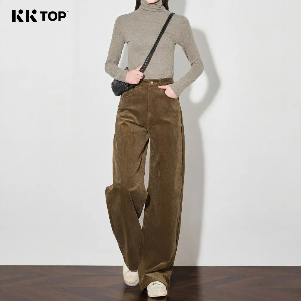 KKTOP Celana Panjang Corduroy Wanita Casual Training Pants Auto Ramping Tekstur Timbul (C106)