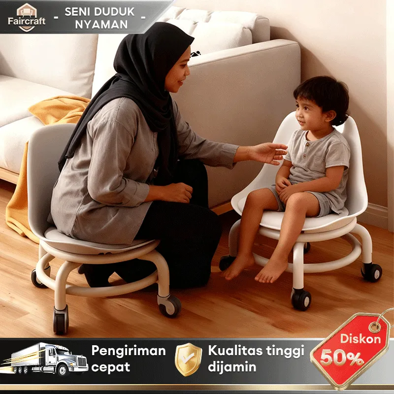 FAIRCRAFT Kursi Anak Kursi Roda Kursi Kecil Kursi Jongkok Bangku Anak Kursi Mini Anak Katrol Roda 360° Nyaman