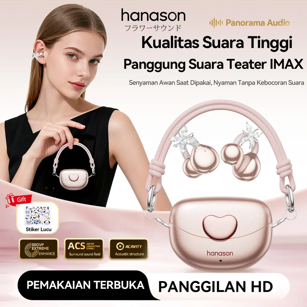 Hanason Open Ear Earphone OWS Bluetooth Headset Ear Clip TWS Bluetooth 6.0 HiFi Sound Stereo ENC Call Noise Reduction Earphone IPX5 Waterproof Headset  - ClipAir02