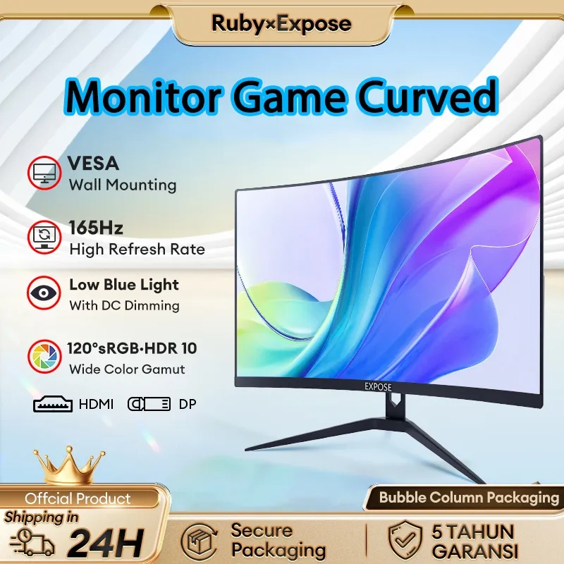 Monitor PC Monitor Game Curved Monitor 24 Inch Layar Game Curved Kecepatan Refresh Tinggi HDMI/VGA 1M/S