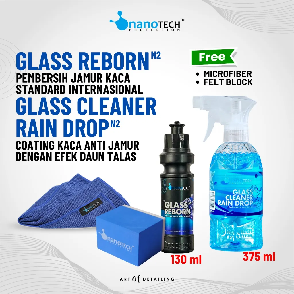 Pembersih Jamur Kaca & Perawatan Kaca Anti Air / PAKET - nanoTECH PROTECTION - Obat Pembersih Jamur Kaca - Glass Coating - Coating Kaca - Kaca Anti Air - Kaca Efek Daun Talas - Glass Guard - Glass Fussion - GLASS CLEANER RAIN DROP + GLASS REBORN / PAKET