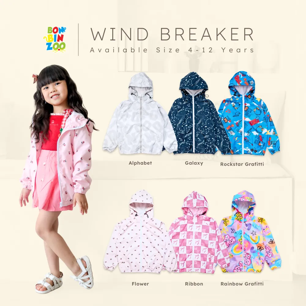 NEW MOTIF BONBINZOO Wind Breaker - Jaket Windbreaker | Jaket Varsity Anak | Jaket Bomber Anak | Jaket Parasut Usia 4-9 Tahun