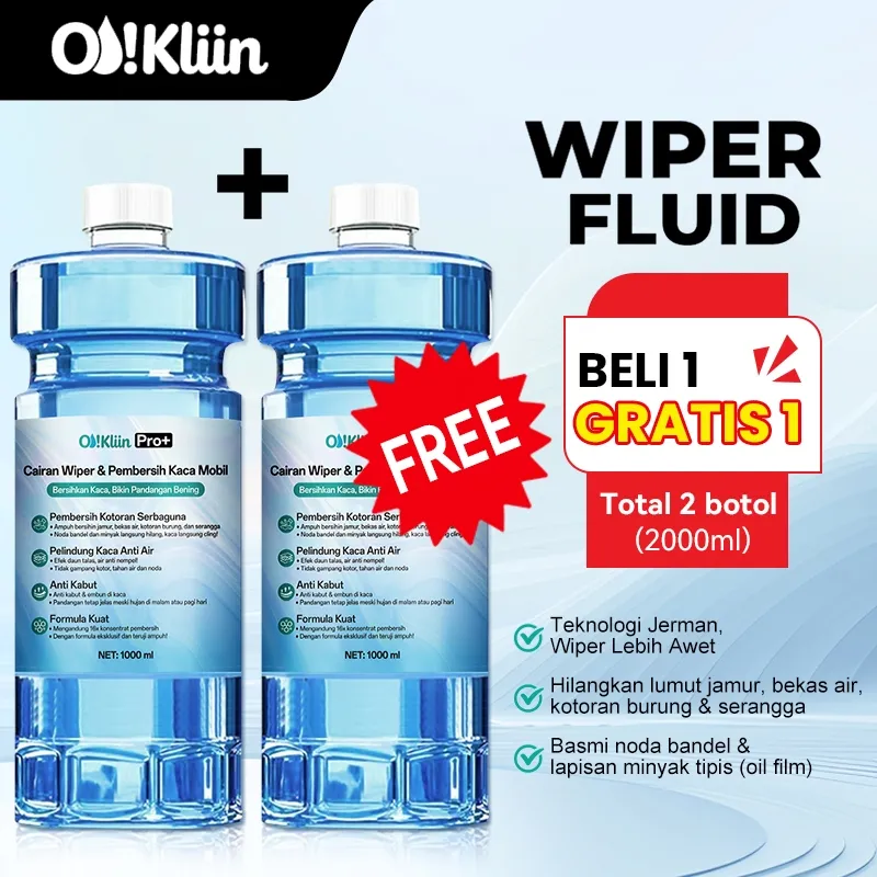 O!kliin Cairan Wiper Buy 1 Get 1 - Glass Cleaner/Kaca Mobil Bening Kinclong, Visi Jernih dan Aman | Pembersih Kaca Depan Ampuh iclean