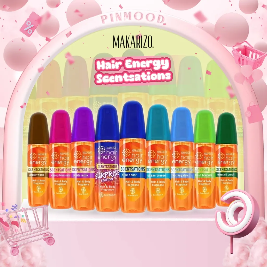 MAKARIZO - HAIR ENERGY SCENTSATIONS ( 100 ml ) - Hair & Body Fragrance Parfum Rambut Morning Dew | Cherry Blossoms | White Musk | Blue Coast | Ocean Breeze | Fresh Bouquet | Emerald Crush | Amber Wood | Suprise Edition Minyak Wangi Hair Mist Perfume