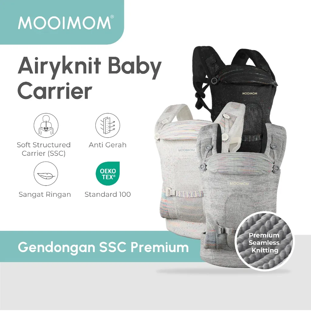 Gendongan SSC Airy Knit - MOOIMOM AiryKnit Baby Carrier / Hipseat / Gendongan M Shape / Gendongan Bayi Depan