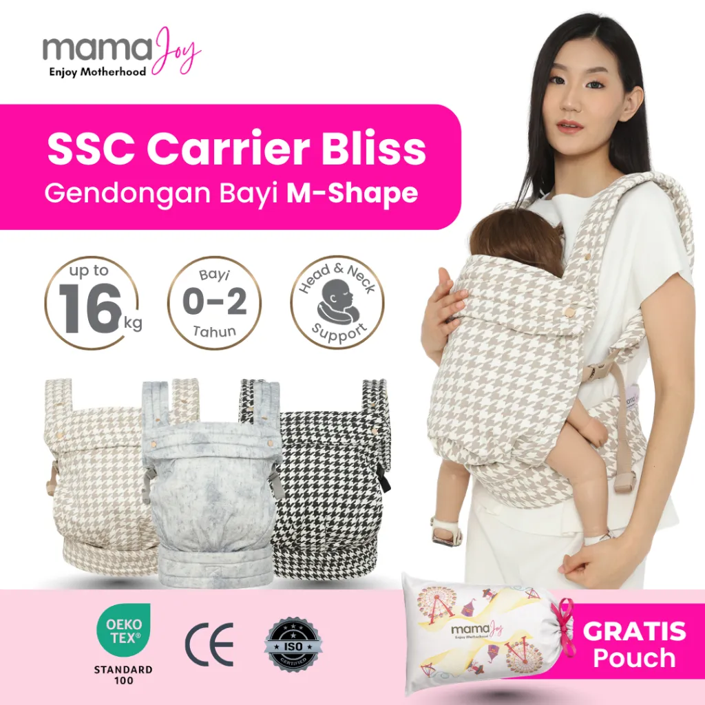 MamaJoy - Gendongan Bayi SSC Bliss Ergonomis Adjustable M-Shape Baby Carrier Newborn 0-2 Tahun 16kg Depan Belakang Anti Pegal