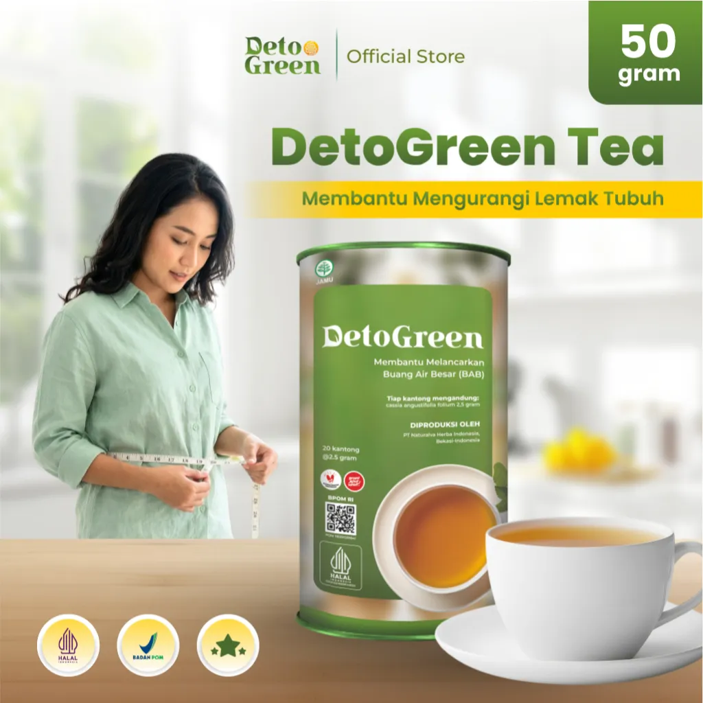 DETOGREEN TEA Teh Herbal Detoks Usus - Bantu Melancarkan BAB Mengurangi Lemak Pencernaan Sehat