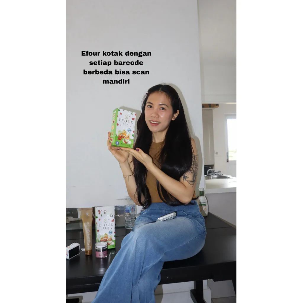 KOTAK BARU EFOUR 2026 SATU KODE SATU BARCODE SETIAP KOTAK DETOX EFOUR TEA HIJAU ISI 30 TEA BAG