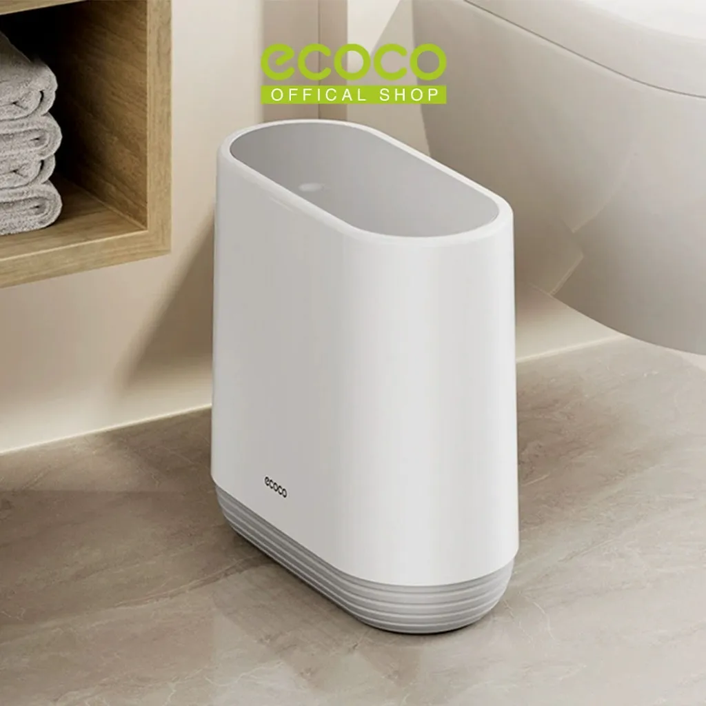 ECOCO Self-Closing Narrow Trash Can - Tempat Sampah Tertutup Otomatis Slim / Tempat Sampah Self-Closing Model Ramping / Tempat Sampah Tertutup Otomatis Desain Sempit / Tempat Sampah ECOCO Ramping dengan Penutup Otomatis Ecoco Pressing Type Trash Can