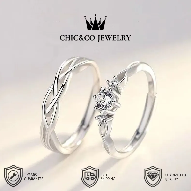 Chicco Jewelry High Quality Grade Cincin pasangan dengan  kado pernikahan Tunangan Nikah Berlapis 23