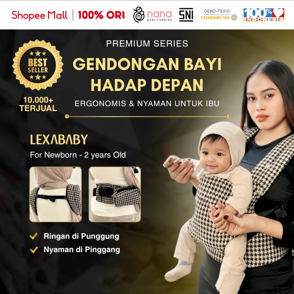 Gendongan Bayi Hadap Depan SSC Mshape Newborn sampai 2 tahun Lexa Series Premium by Nanababycarrier