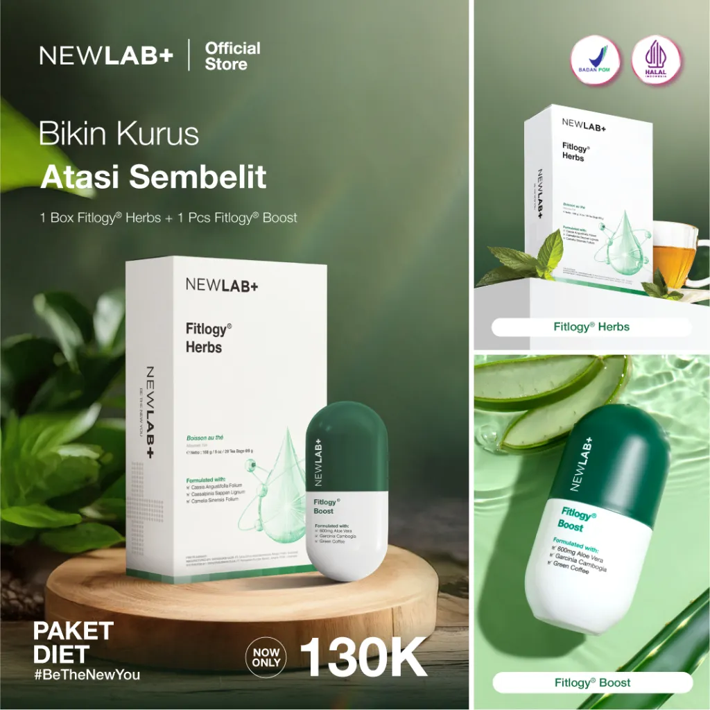 [Paket 100ribuan] NEWLAB Bundling 1 Box Fitlogy Mini Tea Drink + 1 Box Fitlogy Boost | Teh Detox Minuman Diet dan Pelangsing Badan |  Slimming Supplement | Minuman Diet | Suplemen Alami untuk Pelangsing Badan