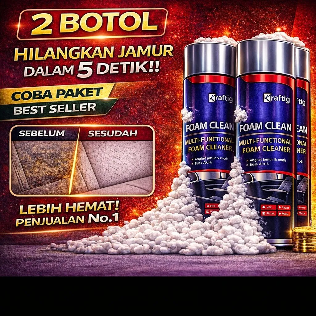 Foam Cleaner Mobil Hilangkan Jamur & Noda | Pembersih Jok Mobil & Sofa KraftigEON – 2 Botol Lebih Hemat