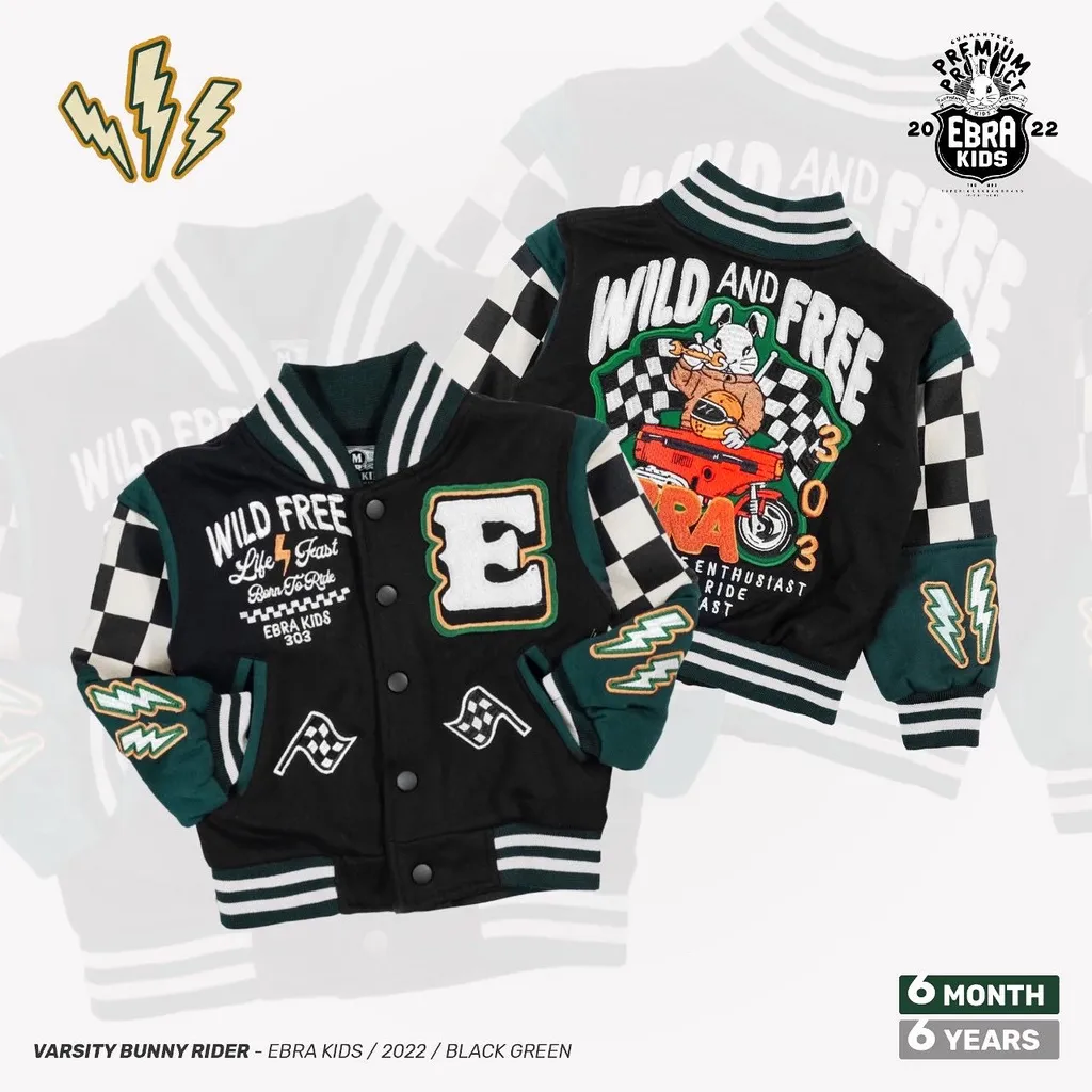 EBRA KIDS - Jaket Varsity Bunny Rider Bayi & Anak PREMIUM