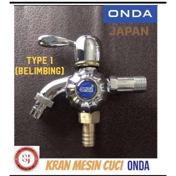 KRAN MESIN CUCI ONDA Kran Cabang ONDA mewah. Komplit sambungan kuningan kran mesin cuci/colok selang