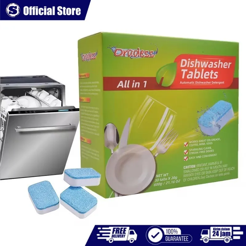 30pcs Tablet Sabun Mesin Cuci Piring Deterjen Pembersih Dishwasher Dishwasher Detergent / Sabun Mesin Cuci Piring 30 tablet