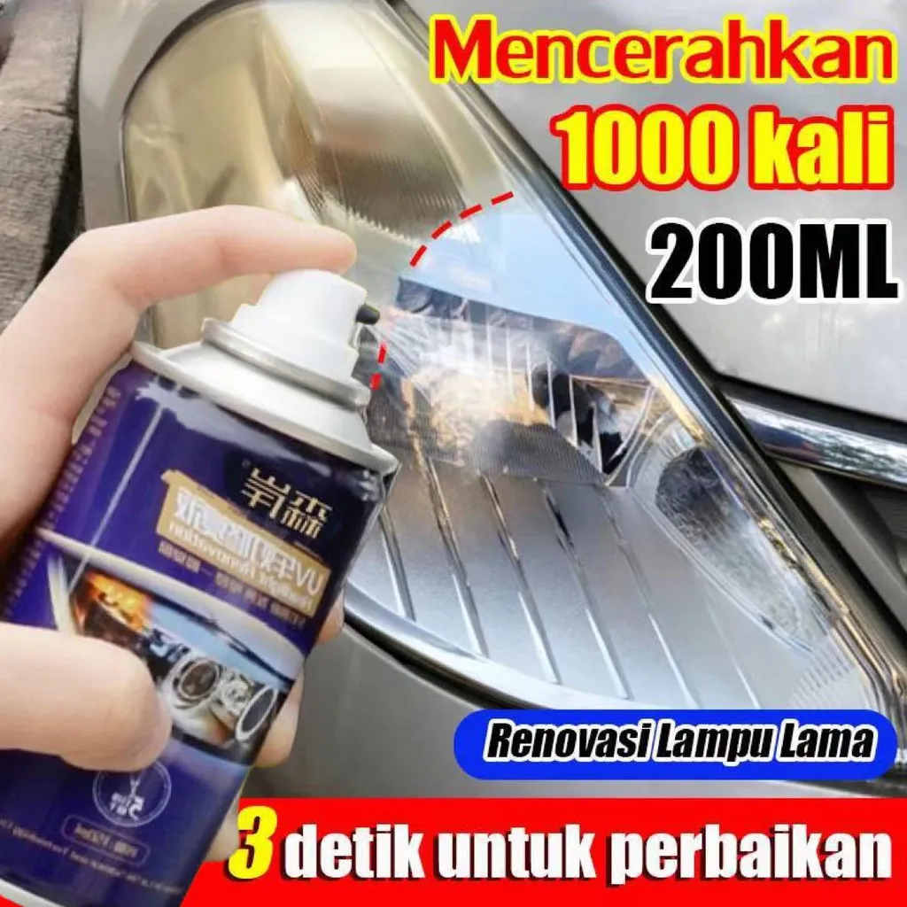 Pembersih Lampu Mobil / Pengkilap Mika Lampu Mobil / Headlight Restored 200ml / Headlamp Polish / Pembersih Lampu Mobil & Motor / Poles Mika Lampu Mobil Mencerahkan 1000 kali