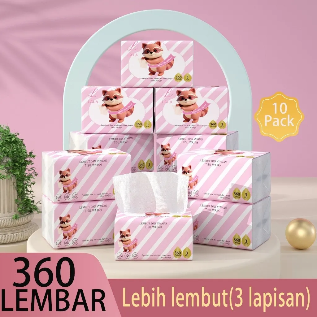 [Harga kejutan]LALA TISU 10 PACK 360 helai 3 ply harga promo murah gratis ongkir bisa cod tisu kering murah promo tissue murah facial tissue tisu dapur