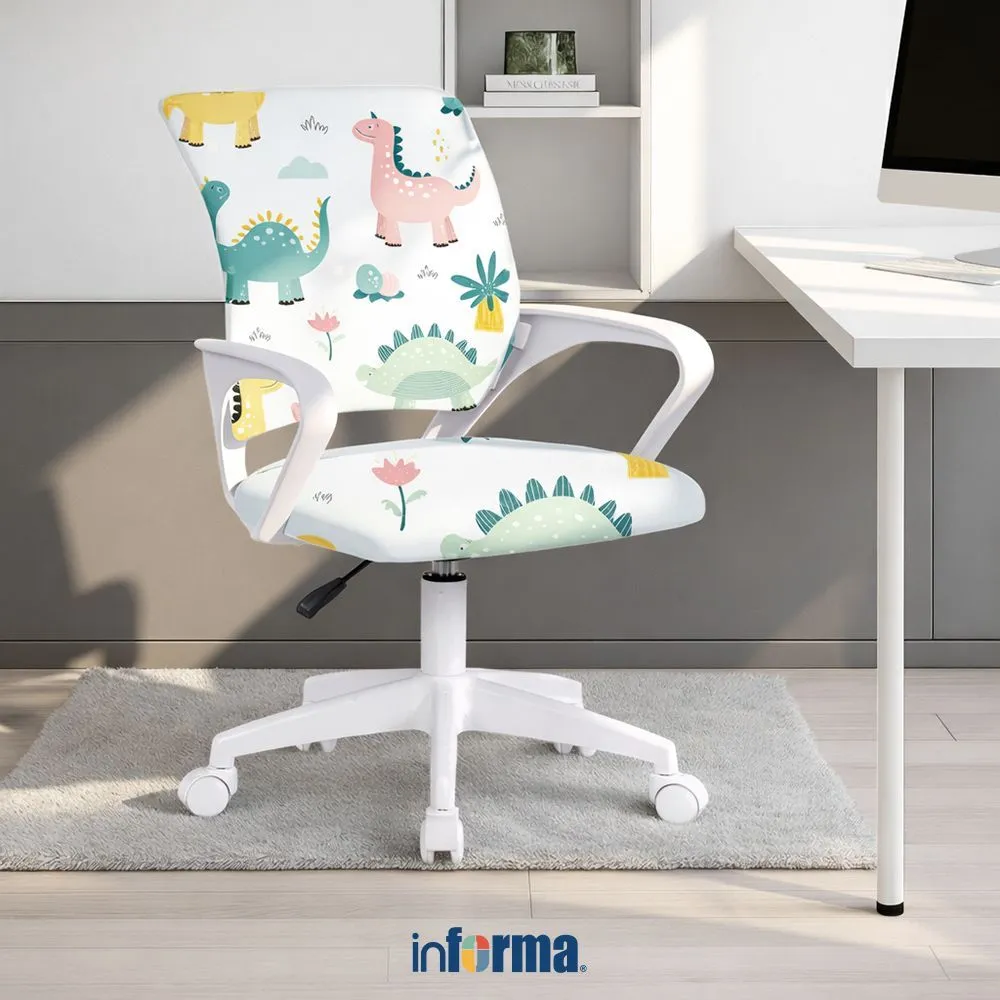 Informa Leslie Kursi Belajar Anak Dino - Biru Tempat Duduk Dengan Roda Kids Study Chair Furniture Indoor Kamar Anak