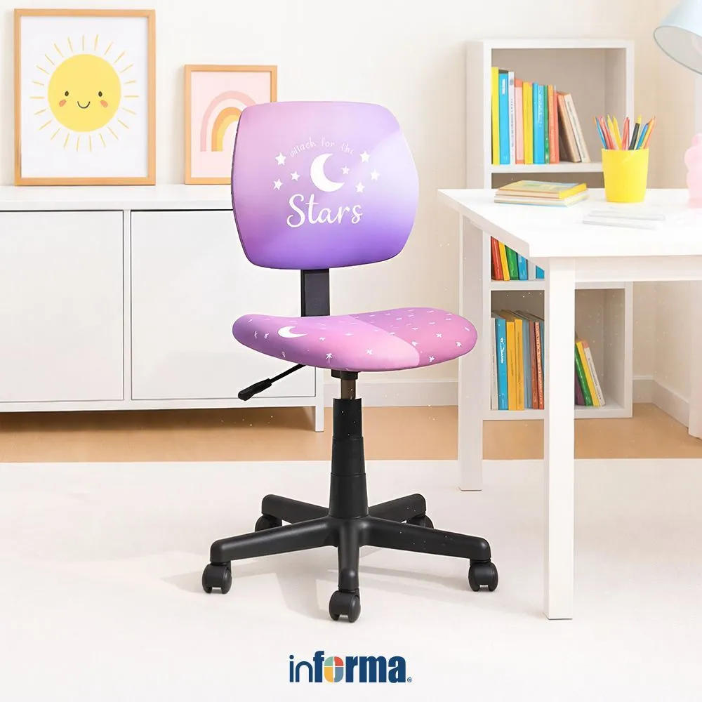 Informa Otto Kursi Belajar Anak Star - Ungu Tempat Duduk Dengan Roda Kids Study Chair Furniture Indoor Kamar Anak Kursi Putar Kursi Roda Bangku Belajar Kursi Komputer