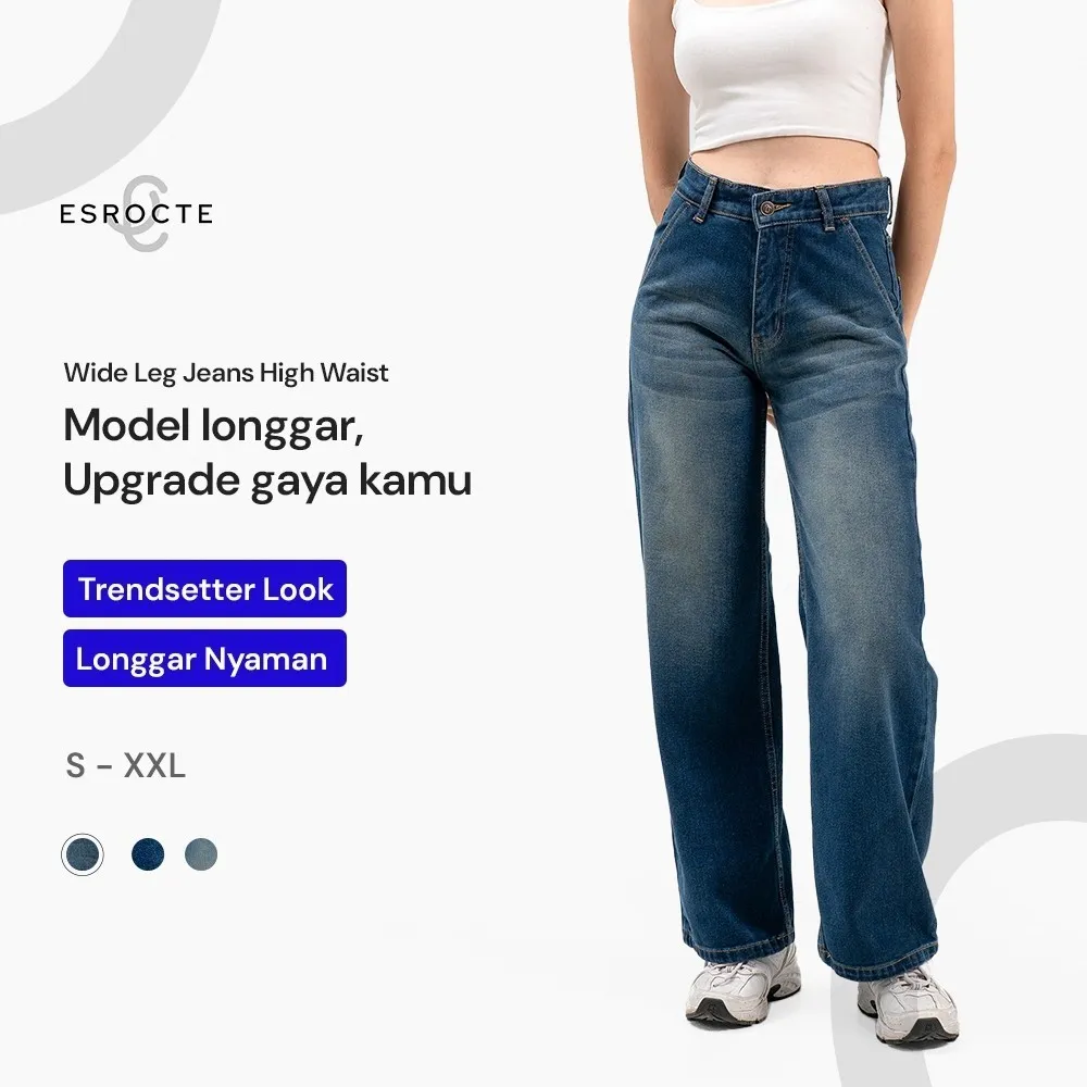 ESROCTE Lumi Pants | Celana Wide Leg Jeans High-Waist Wanita – S-3XL