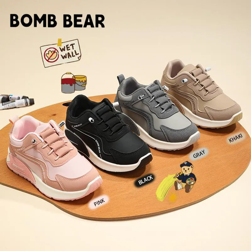 Bomb Bear Sepatu Sneakers Sekolah Anak Laki Laki Perempuan TK SD Abu Pink umur 3-12 Tahun YN-XYY6308