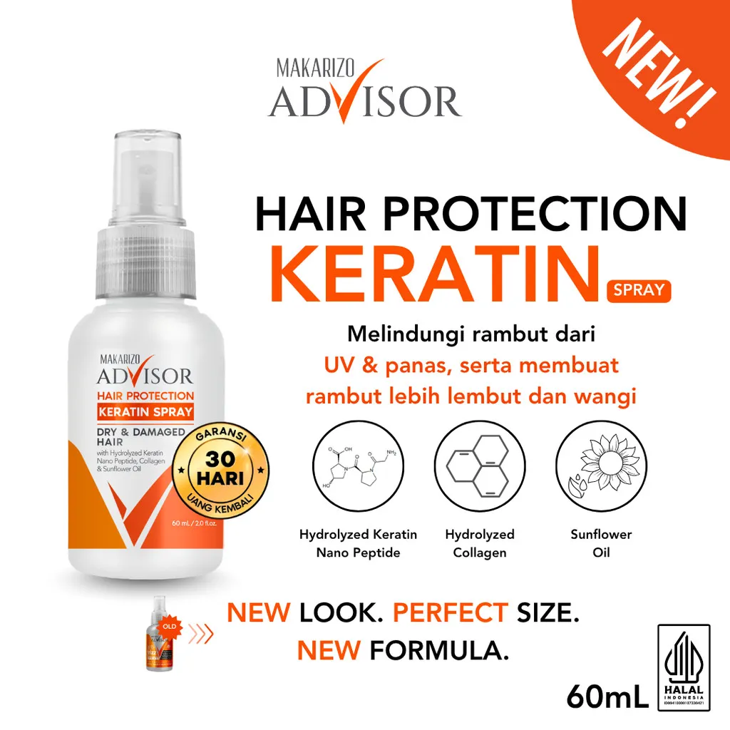 Makarizo Advisor Hair Protection Keratin Spray 60mL - Sunscreen Rambut / UV Heat Protect / Hair Vitamin / Hair Mist