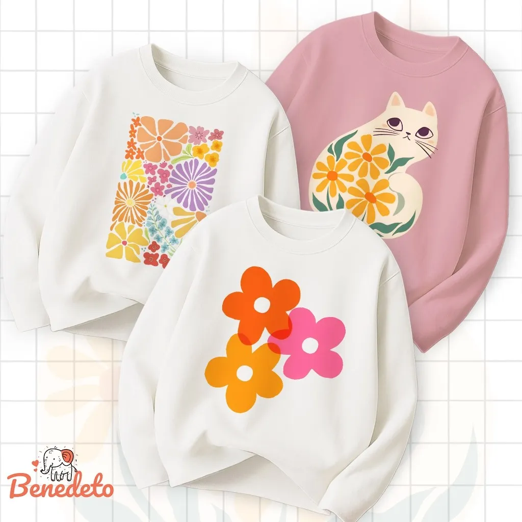 Benedeto - Kaos Anak Panjang Premium  1-12 Tahun 100% Katun 24s Baju Anak Laki Perempuan - V2 BENB66