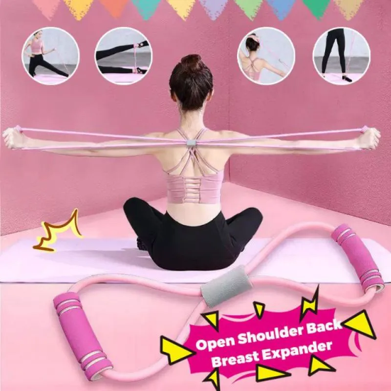 Tali Fitness Gym Yoga Resistance Band 8 Toning Tube/ Tali Yoga Olahraga Stretching/tali karet fitness wanita/resistence band/yoga resistance band 8 Rally horoskop elastis band peregangan sabuk bahu yoga super kuat/resistance band/