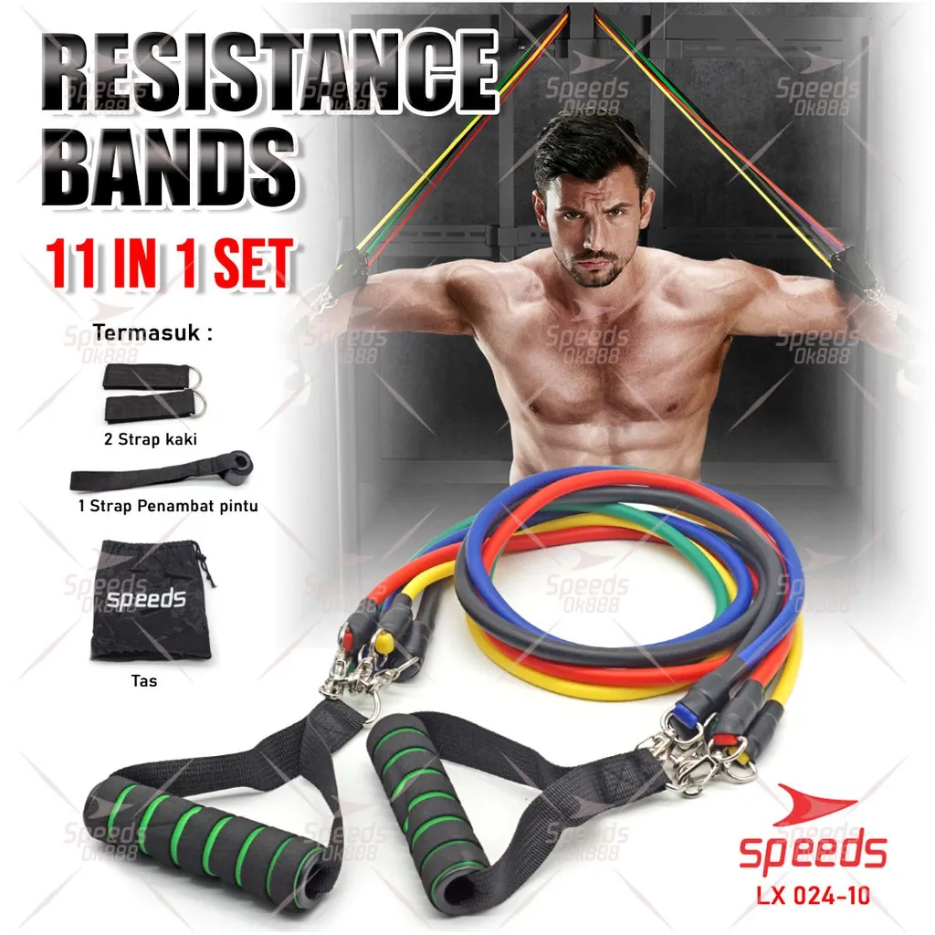 SPEEDS Resistance Bands Premium Resistance Tube Elastic Power Band Self Home Gym Fitness 024-10